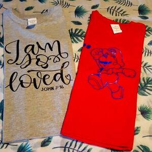 Gray 'I Am Loved' T-Shirt and Red Graphic T-Shirt